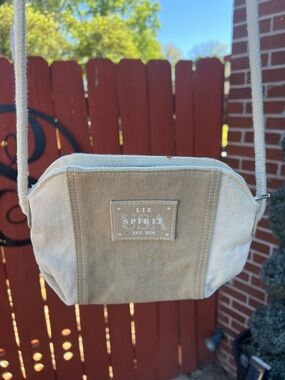 Spirit Small Canvas Crossbody Bag in Beige and Cream